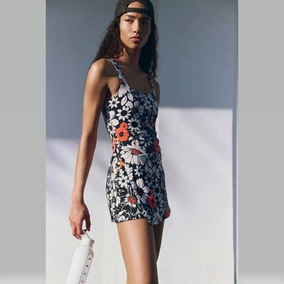 Free People FP Movement Never Better Printed Dress Graphic Floral Tuxedo NWT - Picture 1 of 16